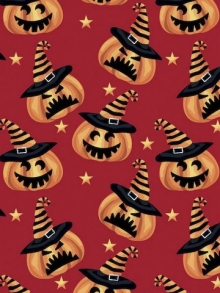 45" Halloween - Michievous Pumpkins Red - 1 yd